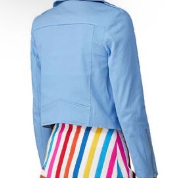 Color Me Courtney Blue Motorcycle Style Cotton Jacket Size 12 - Picture 2 of 8